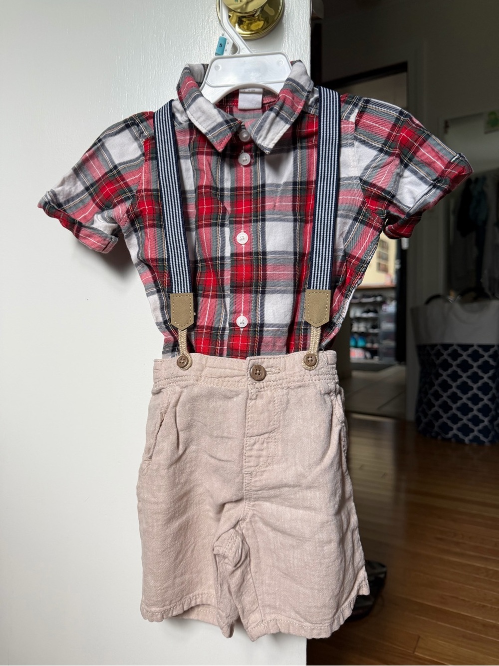 H&M Navy and White Stripe Kids Suspenders
